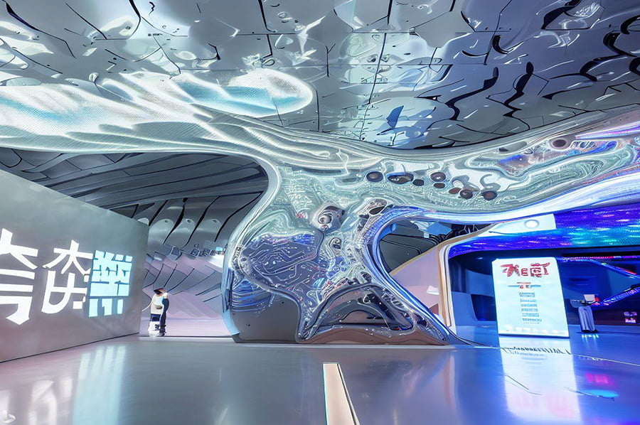 数字国企展馆效果图设计，智慧展厅，智慧展馆